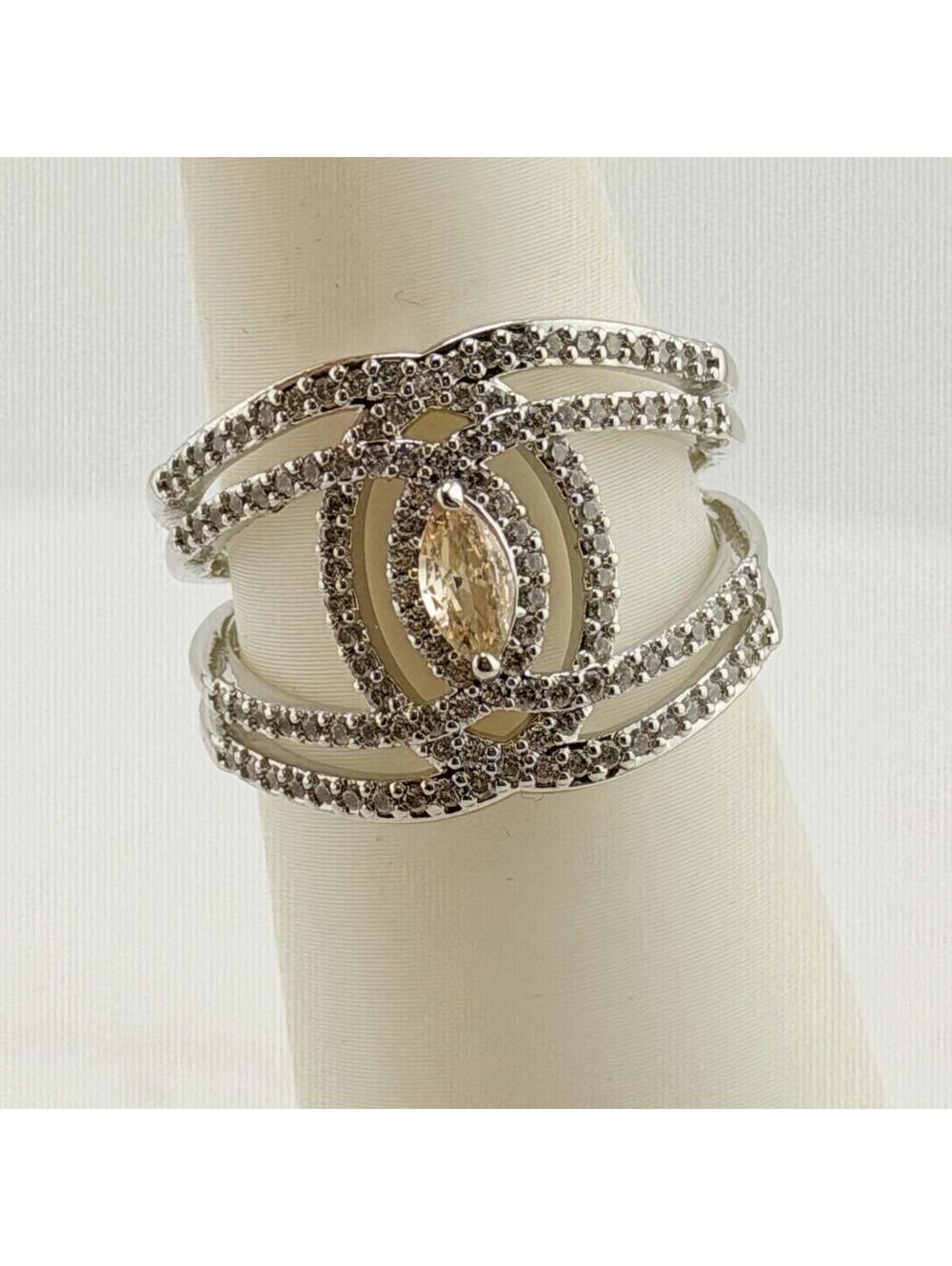 Bomb Party Ring Sz 10 RG66456 "Laced Into The Details" Smokey Topaz on Rhodium